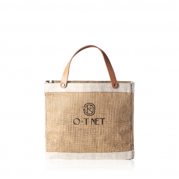 O.T NET 牛皮提把品牌麻布袋